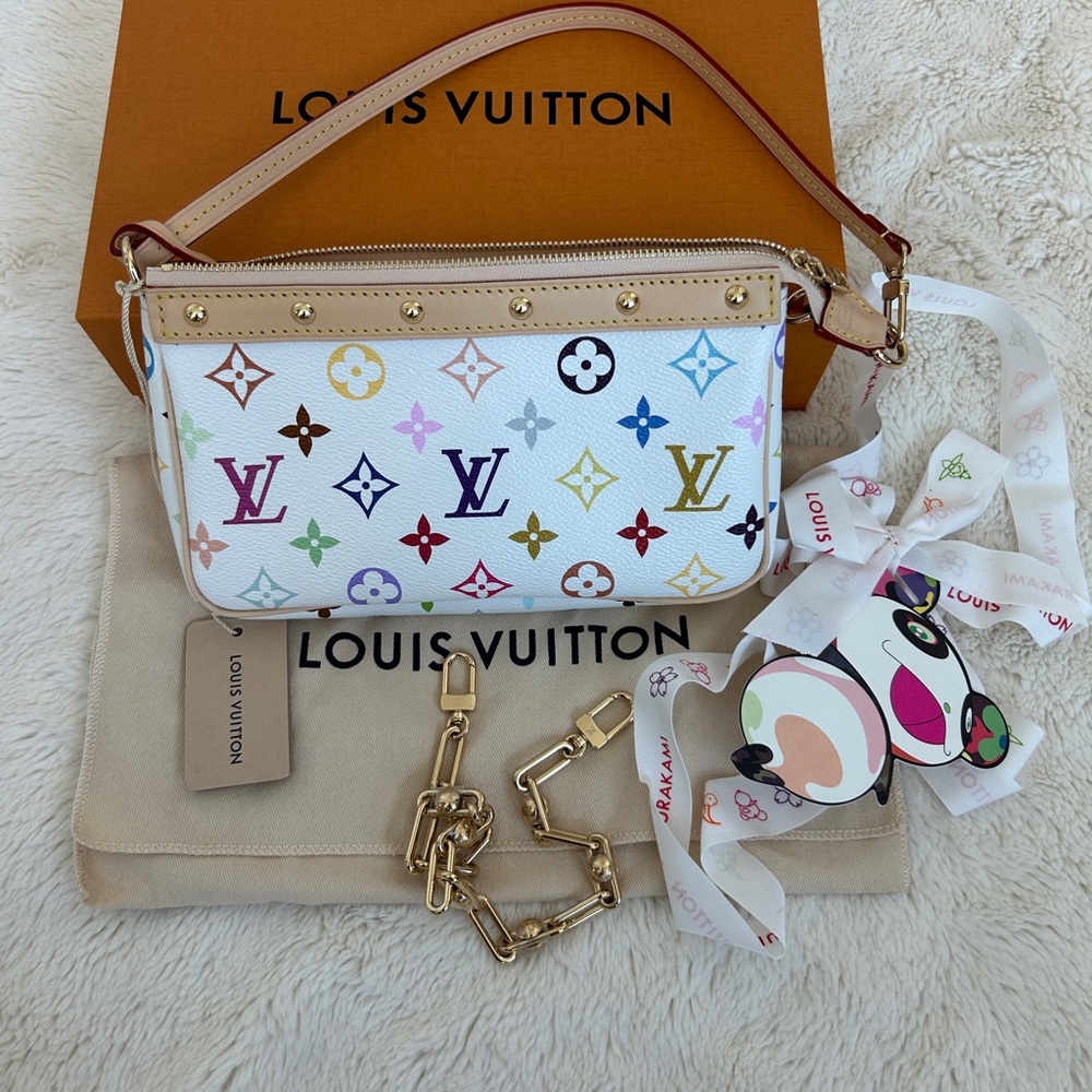 Louis Vuitton White Multicolor Wristlet